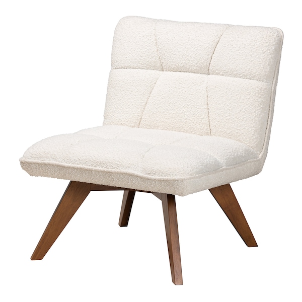 Baxton Studio Darielle Japandi Cream Boucle Fabric and Walnut Brown Finished Rubberwood Accent Chair 228-12963-ZORO - main